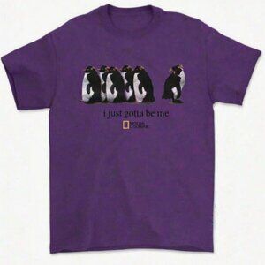 I Just Gotta Be Me National Geographic Penguin Print Purple Shirt